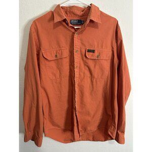 Polo Ralph Lauren Men’s Orange Cotton Long Sleeve Button Up Shirt Size Large